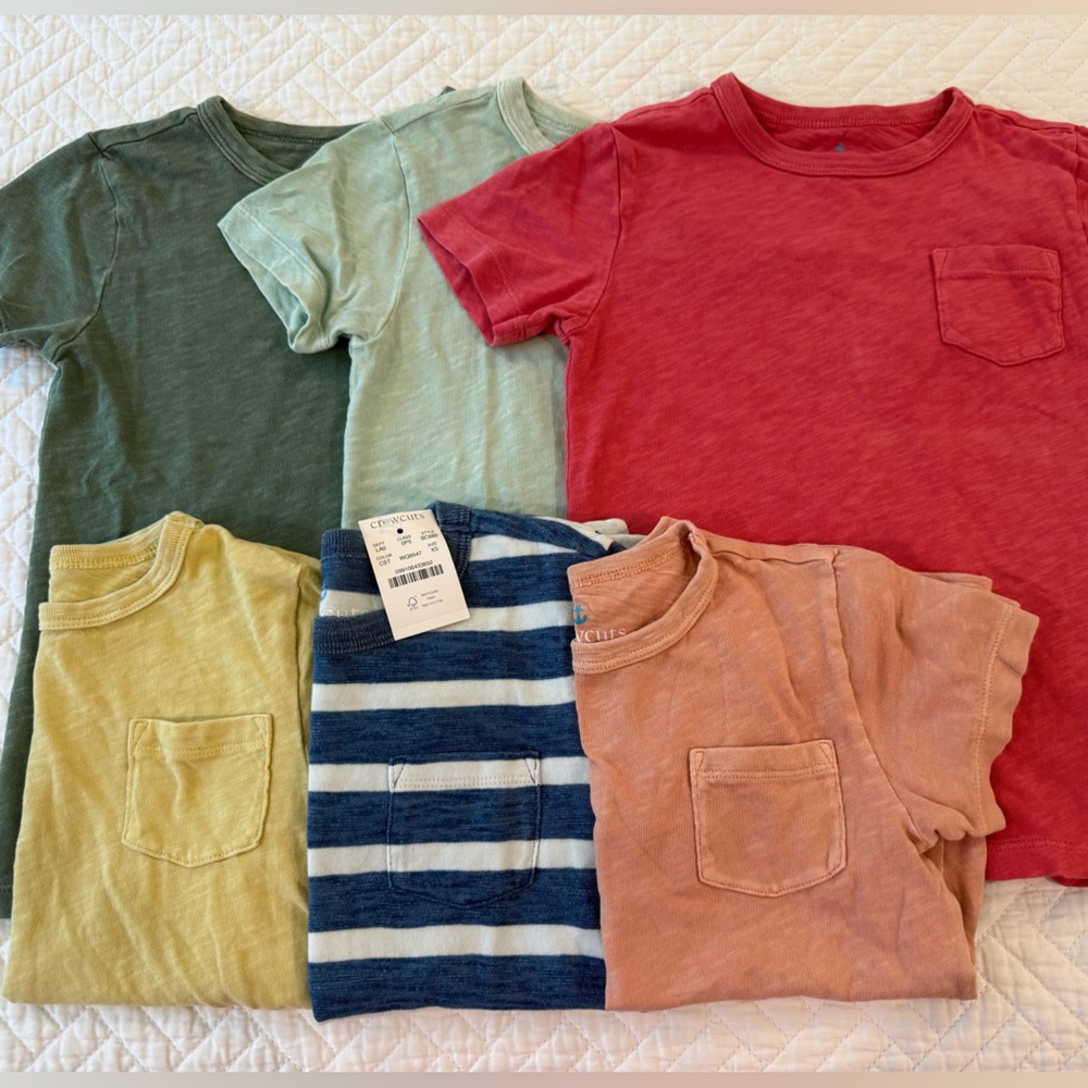 Kids Colorful Crew Cuts Cotton T-Shirts Set (6)